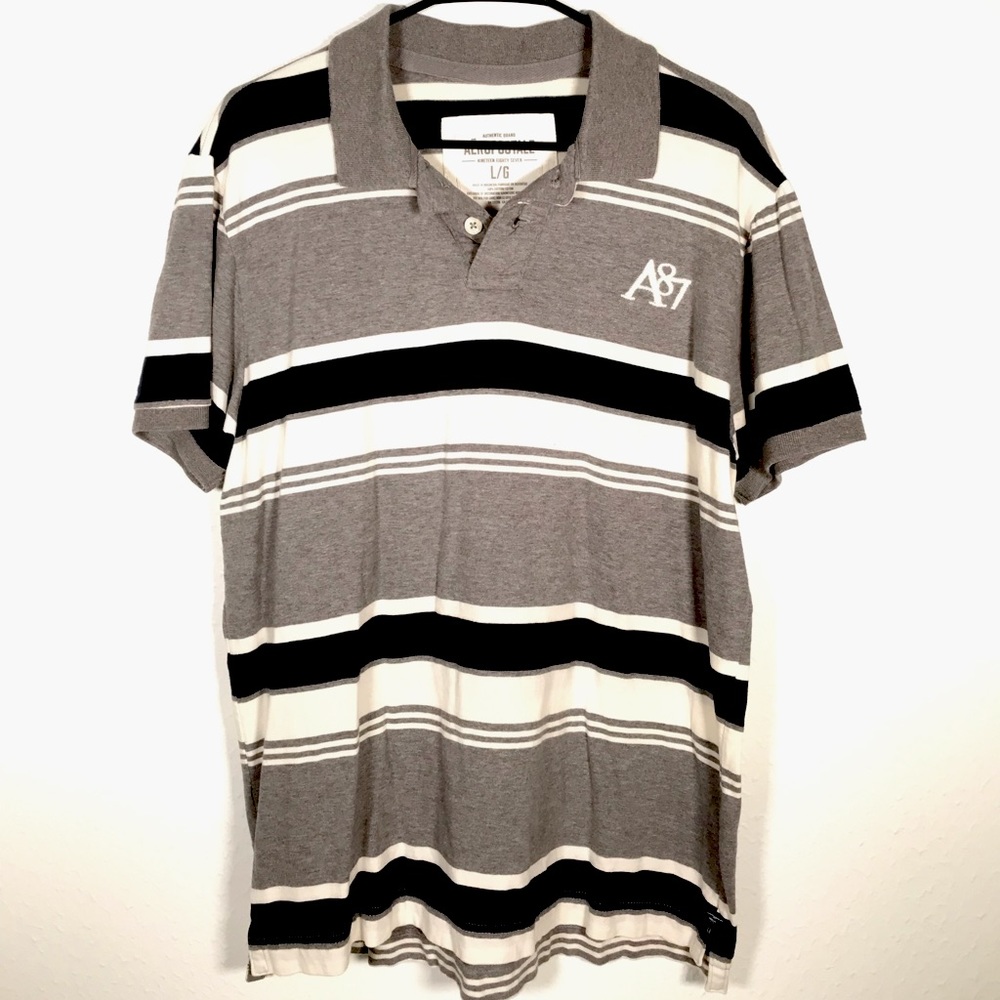 Grey Striped Aeropostale Polo Shirt